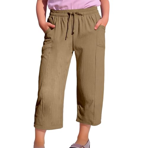 Teen Girls Cotton Linen Pants Wide Leg Flowy Sweatpants Kids Casual High Waisted Athletic Streetwear Trendy Fall Winter