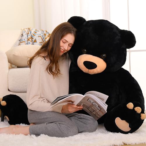 MorisMos XXL Ours en Peluche Geant 150cm, Noir Nounours Géant Kawaii Peluche Géante avec Empreinte de Patte 1.5m Ours Peluche GrosseTeddy Bear Grand Cadeau pour Enfant Anniversaire Deco – Image 4