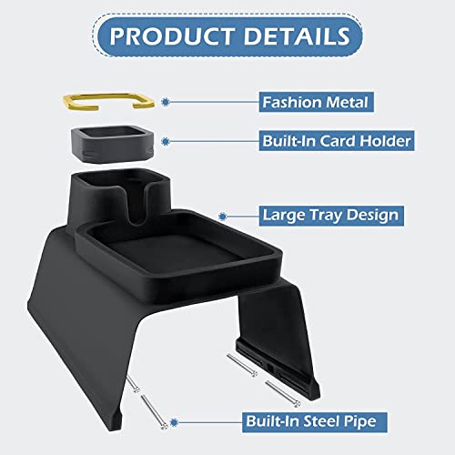 Yizheer Black Couch Cup Holder Tray, Silicone Anti-Spill And Anti-Slip Recliner Strong And Weighted Table Tray For Remote, Snacks, Cellphone And Ipad, Gift For Family, Friend #TOP3