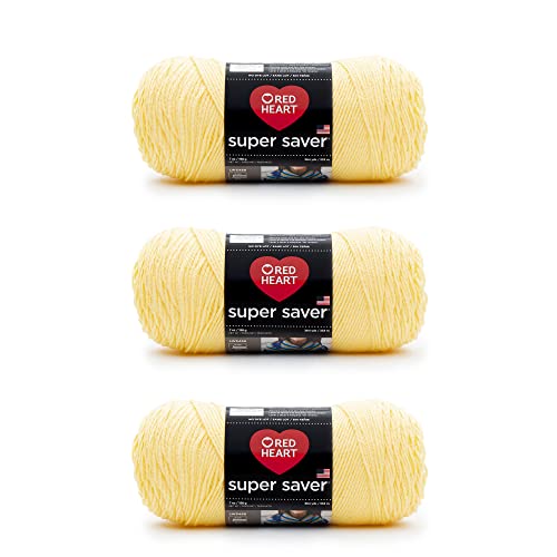 Red Heart Super Saver Lemon Yarn - 3 Pack of...