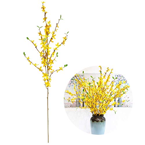 HXRZZG Künstliche Blumen, Zweige, Orchideen, Seide, künstliche Blumen in Großpackung, künstliche Orchideen, Stiel, Blume, gelbe Kunstblumen für Heimdekoration, 6 Stück Cover