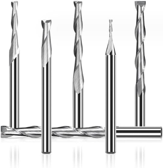 10 pieces of 2 slot flat end milling cutters with 3.175mm (1/8) shank, hard alloy CNC spiral woodworking carving tool head(10pcs set)