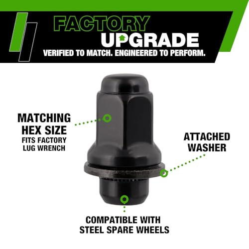 Image of DPAccessories Lug Nuts Compatible with 2005-2015 Toyota Tacoma | Black OEM Style | Factory Aluminum Wheels Only | Set of 24 Wheel Nuts | DTOTA602F-BK /1