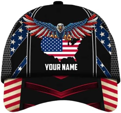 Rolica - Personalized Unique American Eagle Patriotic Cap 3D Hats for Men/Women, Best Gift for Friends