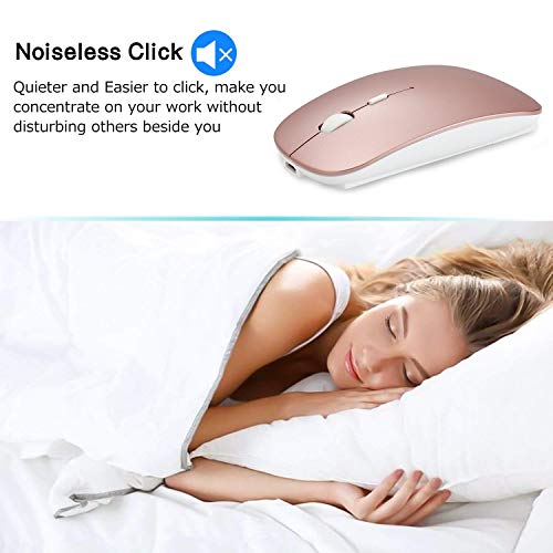 Shuguotu 2.4Ghz Wireless Bluetooth Mouse, Dual Mode Slim Rechargeable Wireless Mouse Silent Usb Mice, 3 Adjustable Dpi,Compatible For Laptop Windows Mac Android Mac Pc Computer (Rose Gold) #TOP5