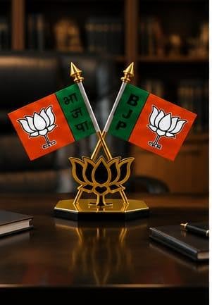 Swastik Enterprises BJP Flag For Car Dashboard, Office Table (Flags-01)-image-48