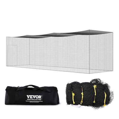 VEVOR Baseball Batting Netting 35 FT Softball Baseball Batting Hitting Training Net Professional Practice Portable Pitching Cage Heavy Duty Enclosed PE Net with Door & Carry Bag (NET ONLY).