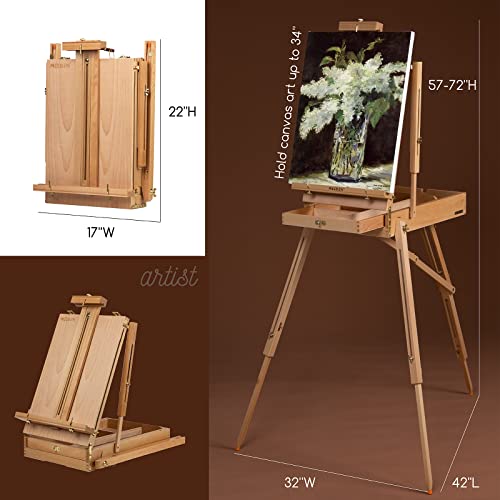 Image of MEEDEN Oil Painting Set with French Easel, Paint Kit with Easel,7x100ml /3.38oz Paint, Paintbrushes,Canvas & Oil Painting Supplies for Adults &Artists