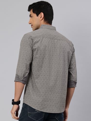 Image of Majestic Man Custom Abstract Printed Pure Cotton Slim Fit Casual Shirt