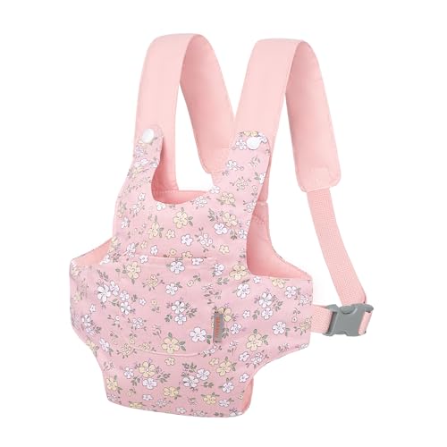 GAGAKU Transportador de muñecas para niños pequeños, portabebés para muñecas, Accesorios, portabebés para niñas pequeñas, Color Rosa (Flores de Pera)
