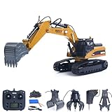 wheelfun US in Stock, HUINA New Upgrade 580 1/14 Metal Excavator Model Engineering Vehicle Electric Ball Grabber 360° Rotating Shear Claw Sound Lights Hobby Grade Model for Ages 14+