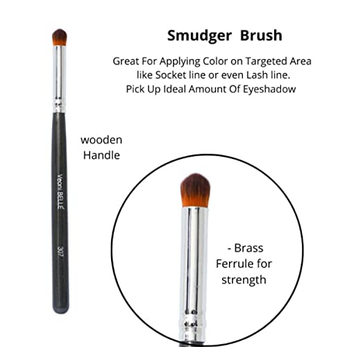 Image of Travel Brush with Foundation Veoni belle Brush, Powder Brush, Eyeshadow Blending Brush & Flat Brush | Soft Bristles Makeup Brushes Set for Women (Smudger Brush)