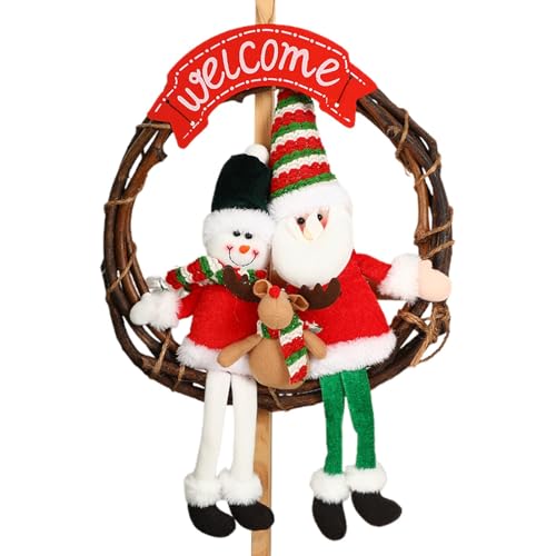 Ghirlanda natalizia in rattan, ghirlanda decorativa per portico, ghirlande da parete per porta d'ingresso, ornamento per ghirlande, ghirlande per bambole, decorazione per porta festiva, ghirlanda