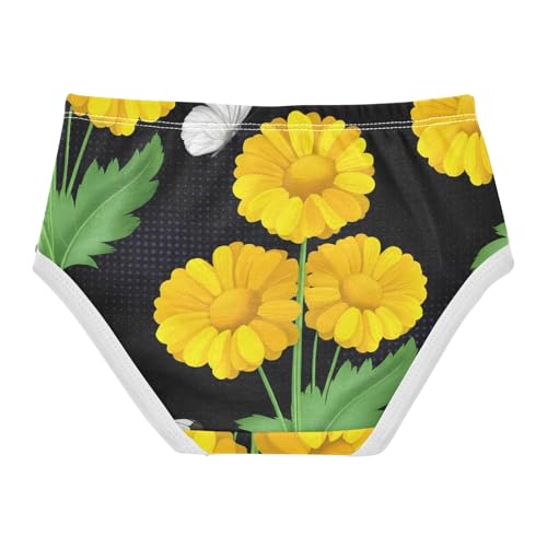 Cotton Girls Underwear Toddlers Bright Yellow Daisies Black Cute Panties Girl Animal Underpants Briefs 2t2