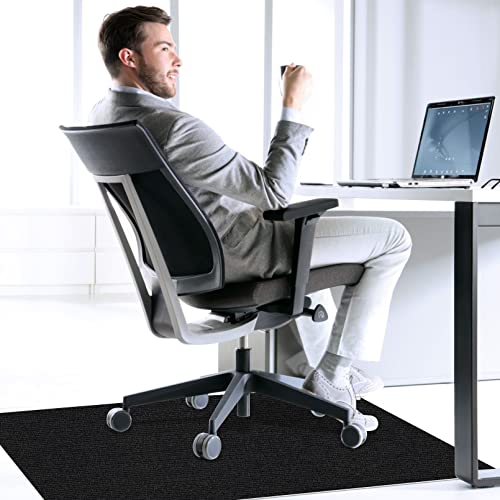 Sycoodeal Office Chair Mat for Hardwood Floor,Office Computer Gaming Chair Mat for Tile Floor,Large Floor Protector Rug,Anti-Slip,Easy to Clean,Pure Black(55"x36")
