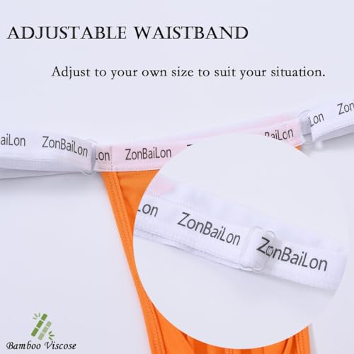 JINSHI Men's Bamboo Viscose Thong Adjustable Waistband Sexy T-back Tagless Underwear4
