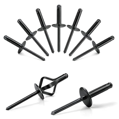 qjuwhua 70 Pieces Pop Rivets 4.8x21mm Tri-Fold Exploding with Large Flange Aluminum Blind Rivet Tri Grip Rivet for DIY Sheet Metal Automotive Repairs Furniture Marine Boat Black
