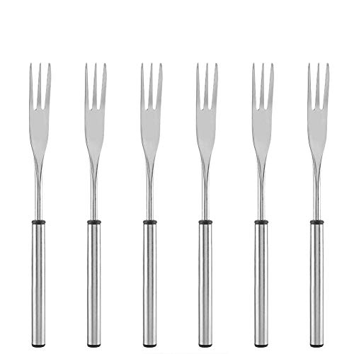 Mumusuki 6 Pack Stainless Steel Hot Pot Fondue Fork Outdoor Picnic BBQ Grilling Skewer for Cheese Chocolate Fondue Roast Meat