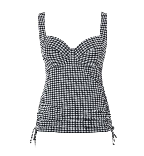 Panache Women's Iris Balcony Tankini Top – Non-Padded, Adjustable Straps, Sustainable Gingham Fabric4