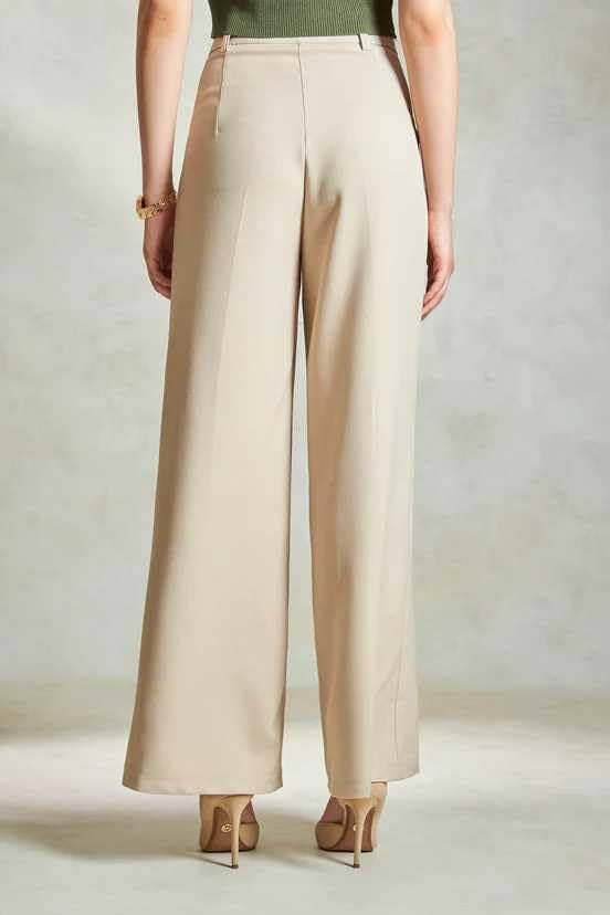 Image of LERIYA Fashion Trousers for Women - High Waist Korean Style Pants | Flared Formal Office Wear & Casual Parachute Cargo with Utility Pockets