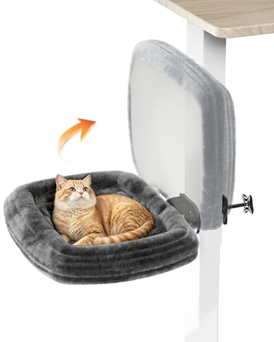 Image of JOY worker Cat Desk Bed, Clamp-on Leg 90 Upward Foldable Cat Hammock Perch