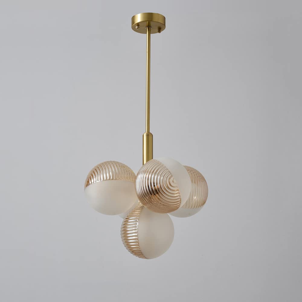 Lámpara de techo de 5 Luces, semiempotrada, Estilo rústico, con Globo de Cristal, iluminación LED G9 para Porche, comedor, dormitorio y Sala de estar. Fabricada en China.