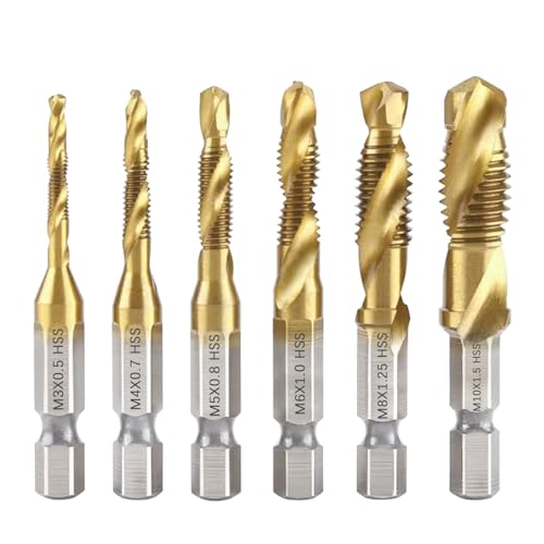 6 uds HSS-4241 juego de brocas tornillo con revestimiento titanio M3/M4/M5/M6/M8/M10 herramientas rosca vástago hexagonal 1/4 pulgadas for madera Metal