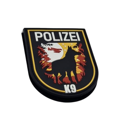 K9 DHF Sunset Rubber Patch mit Klett, Polizei, Schäferhund, taktisches Abzeichen, Dienstkleidung, Einsatzweste, Uniform, Dienstjacke, Patch, Hundestaffel