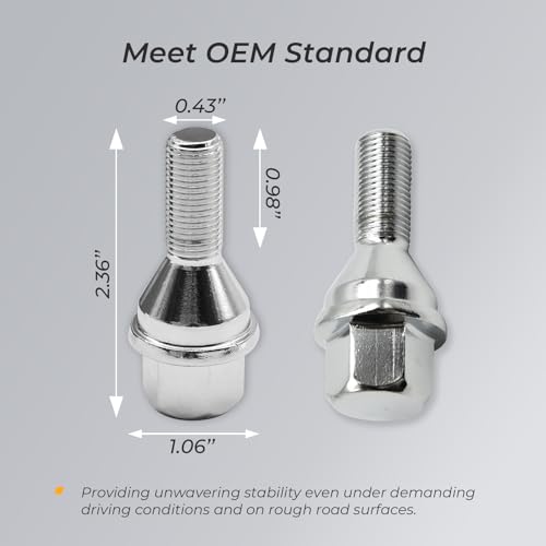 Image of 611-005 20pcs M12x1.25 Chrome Wheel Lug Nut Bolts 19mm Hex 28mm Shank for Jeep Cherokee 2014-2023, for Jeep Compass 2018-2024, for Chrysler 200, for Dodge Dart, Replace# 6511051AA 6509933AA