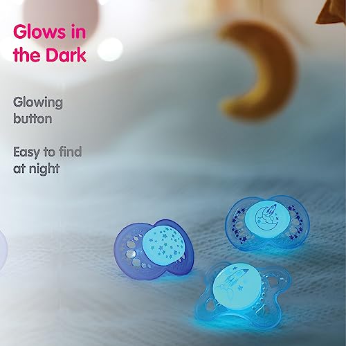 Image of MAM Night Pacifiers (2 Count), MAM Pacifiers 6+ Months, Best Pacifier for Breastfed Babies, Glow in The Dark Pacifier, Baby Unisex Pacifier, 6-16- 2 Count (Pack of 2)