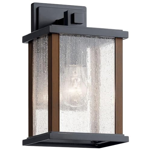 Kichler Marimount 11" 1 Light Outdoor Wall Light with Clear Ribbed Glass in Black