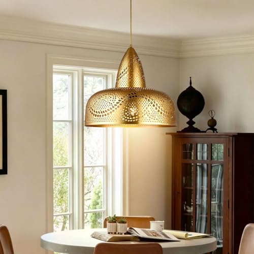 Image of Moroccan Gold Ceiling Lamp Porous Arabic Ceiling Light Fixture