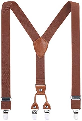 AWAYTR Kids Boys Adults Suspenders - 4 Sizes Sturdy Metal Clips Elastic Adjustable Suspender