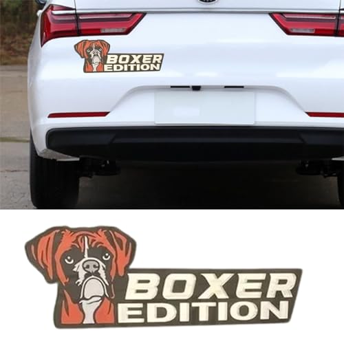 Image of Cute Dog Car Badge Laser Cutting Car Emblem,Funy 3D Acrylic Dogs Badge Rated Car Emblem Automotive Badge Decals and Stickers for Car, Truck, Rv, Boat Exterior Decoration (Boxer)