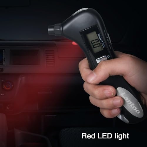 Image of Digital Tire Pressure Gauge 150 PSI - 5-in-1 Emergency Tool for Cars, Trucks & Bikes - Includes Seatbelt Cutter, Window Breaker, LED Flashlight & Red Safety Light - 2 Pack
