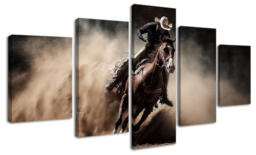 DJSYLIFE Western Cowboy Wall Art - 5-Piece Canvas Print of