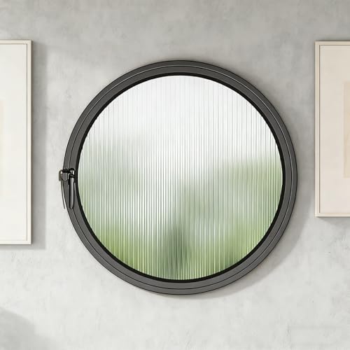 Finestra Rotonda A Giroletto,Finestra Seminterrato,Finestre Di Ventilazione Girevoli A 360°,Per Bagno,Camera Da Letto, Soggiorno Cucina(Black3,70cm/27.5in)