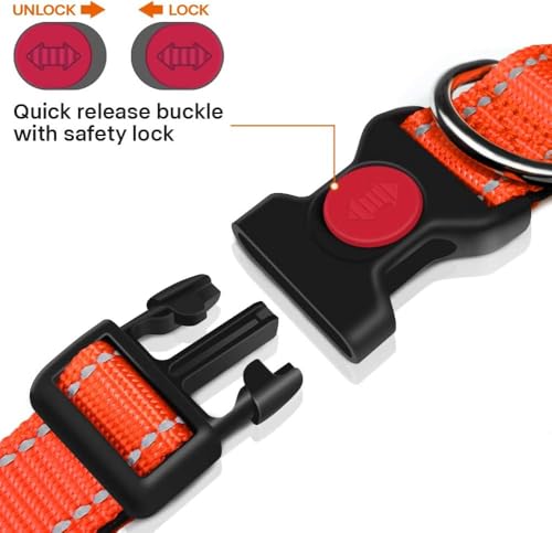 Image of Taglory Reflective Dog Collar for Medium Dogs, Padded Nylon with Buckle