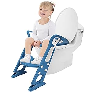 Toilettensitz mit Leiter und Griffe, Faltbarer Toilettentrainer, höhenverstellbare Kindertoilette, Töpfchentrainer für das Toilettentraining für Kleinkinder von 1 bis 7 Jahren