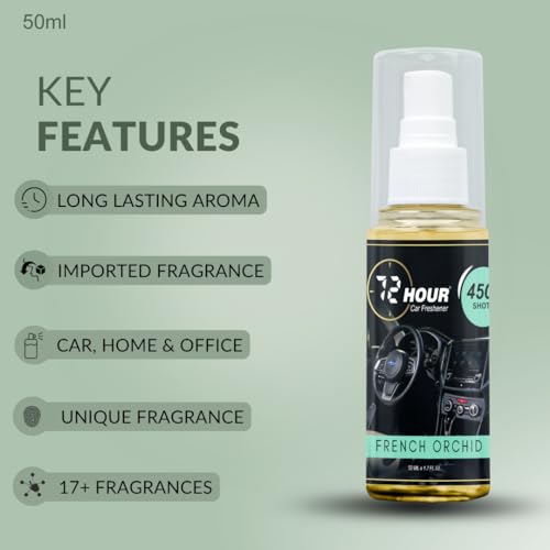 Image of 72hourFrenchOrchid Car Perfume 50ml - Long Lasting Premium Fragrance - Multipurpose Air Freshener for Car, Home & Office - Miski Fragrance