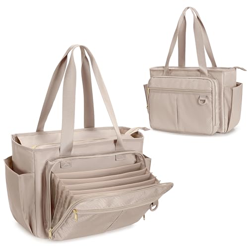 Prokva Bolsa de Mano para Profesores con bolsillo Organizador de Archivos de Acordeón, Bolsa Grande de Trabajo para Profesores para Mujeres, Gris (diseño de patente)