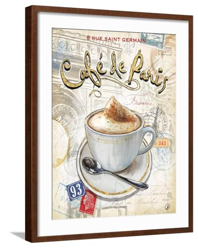 ART.COM Wall Art Print Caf? Paris on Brown Frame by Chad Barrett, 23" x 29"