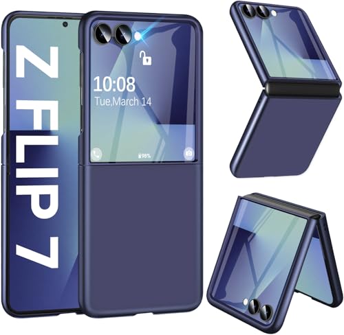 Coque Samsung Z Flip 7 5G élégante en PC dur mat bleu ultra mince