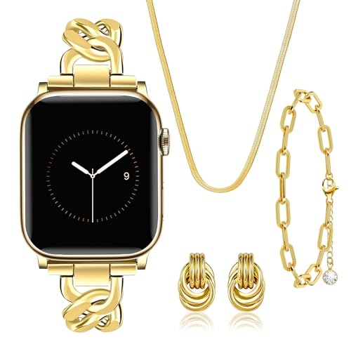 Moinspire �S�[���h�X�����o���h��3�_ 18K �S�[���f���W���G���[�Z�b�g �����p Apple Watch 38mm 40mm 41mm 42mm (S10/11) �Ή� ���߉\�ȃ��^���h���b�V�[�u���X���b�g iWatch Series 11/1