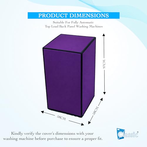 Image of Classic Top Load Washing Machine Cover Suitable For Whirlpool 360 / Stain Wash Back Panel 6 Kg, 6.5 Kg, 7 Kg, 7.5 Kg, Waterproof & Dustproof (58cmsX58cmsX97cms, Purple)
