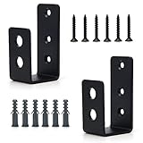 2 Pack 2x4 Door Barricade Brackets, Catcan Upgrade Thickness Door Security Bar Heavy Duty Reinforcement U Bracket for Home, Garage, Gate, Barn, Shed (Black)