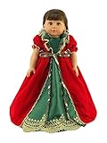 American Fashion World Red and Green Victorian Christmas Dress Made to fit 18 inch Dolls Such as American Girl Dolls