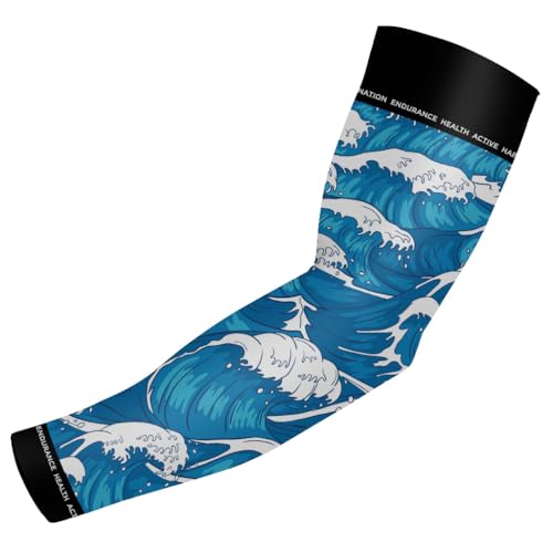 DEHAHA Men's Wave Compression Cooling Arm Sleeve Moisture Wicking 4-Way Stretch, Adult X-Large