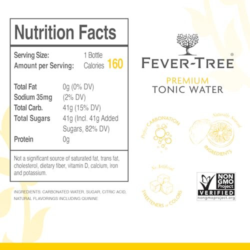 Image of Fever-Tree Premium Indian Tonic Water, No Artificial Sweeteners, Flavourings or Preservatives, 16.9 Fl Oz (Pack of 8)