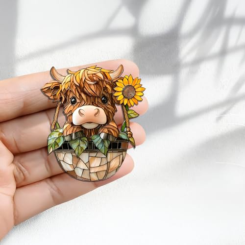 Imán acrílico decorativo vaca en canasta miniatura 4